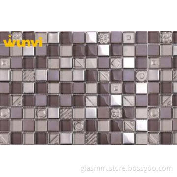 8mm Chocolate Color Glass Mix Metal Mosaic Tile with Unique